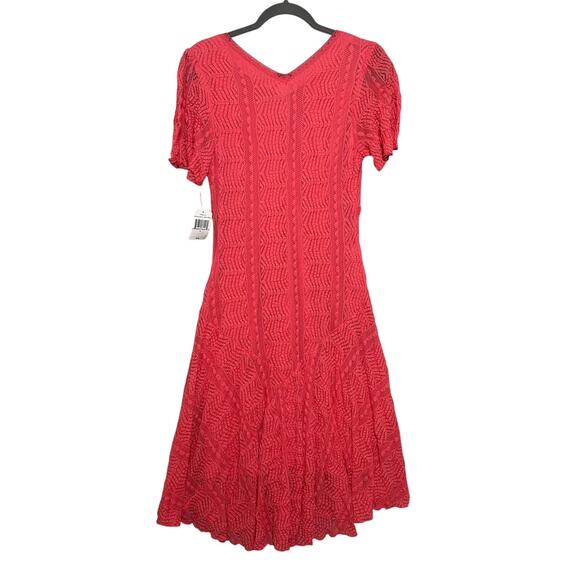 Rabbit Rabbit Rabbit Midi Dress Size 10 Coral Lace Overlay Romantic Babydoll NEW - Picture 2 of 14